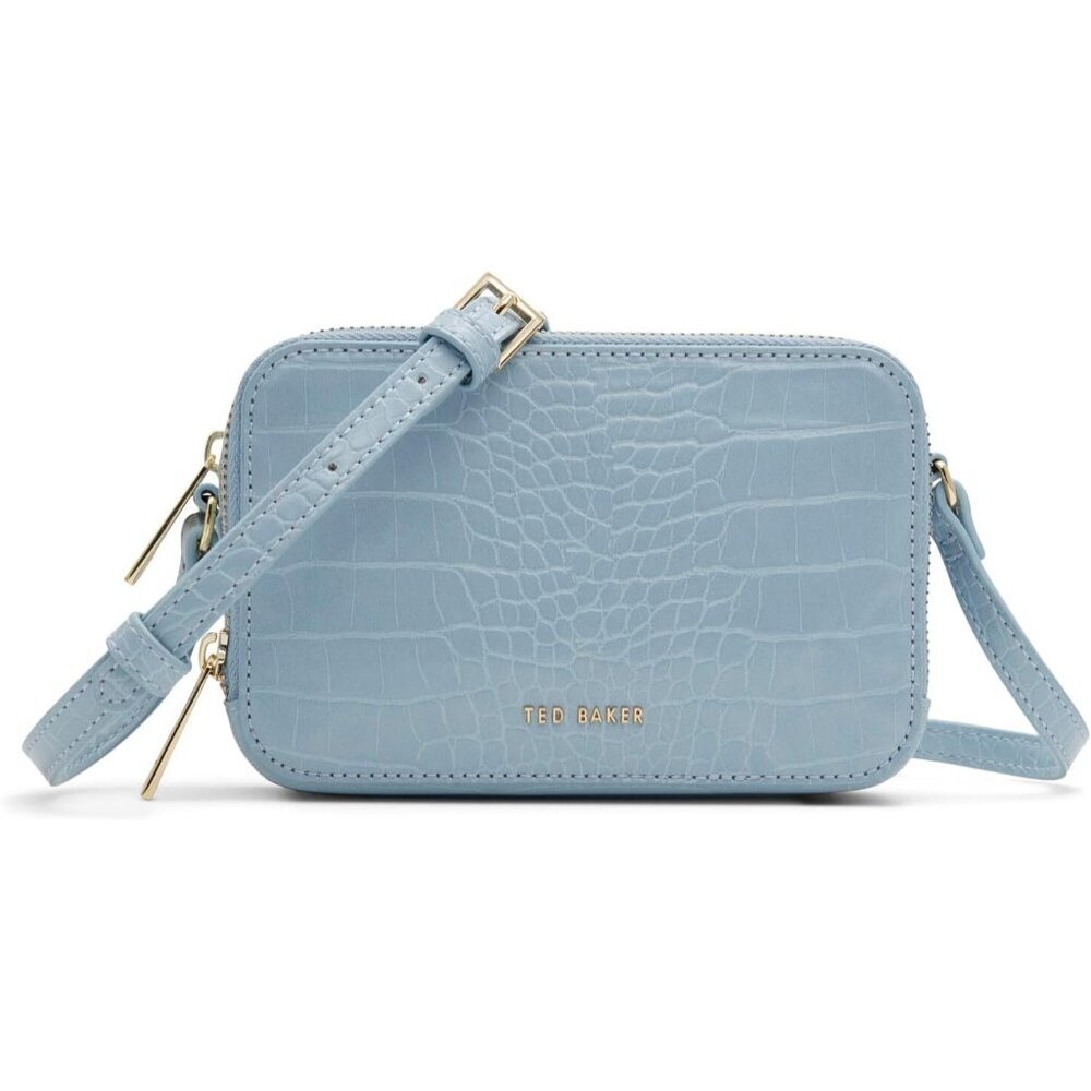 Women's Mini Camera Bag Zipper Closure Adjustable Straps Blue Compact